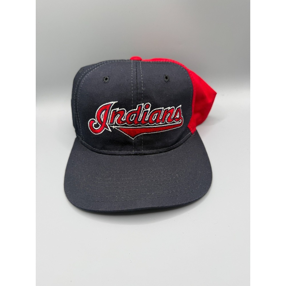 Vintage Cleveland Indians Snapback Hat Starter MLB Navy Red Script Logo Genuine
